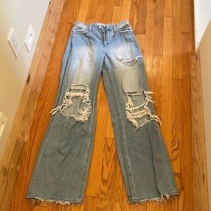 HARDLY WORN- flying monkey ripped boyfriend jeans